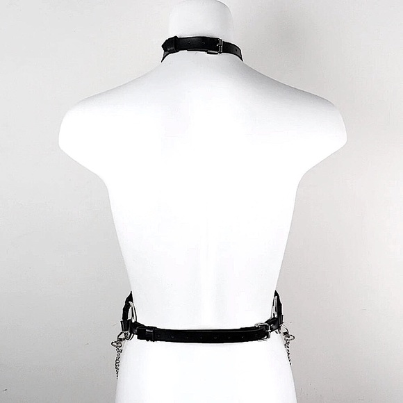 Faux leather pentagram body chain harness - Picture 8 of 16